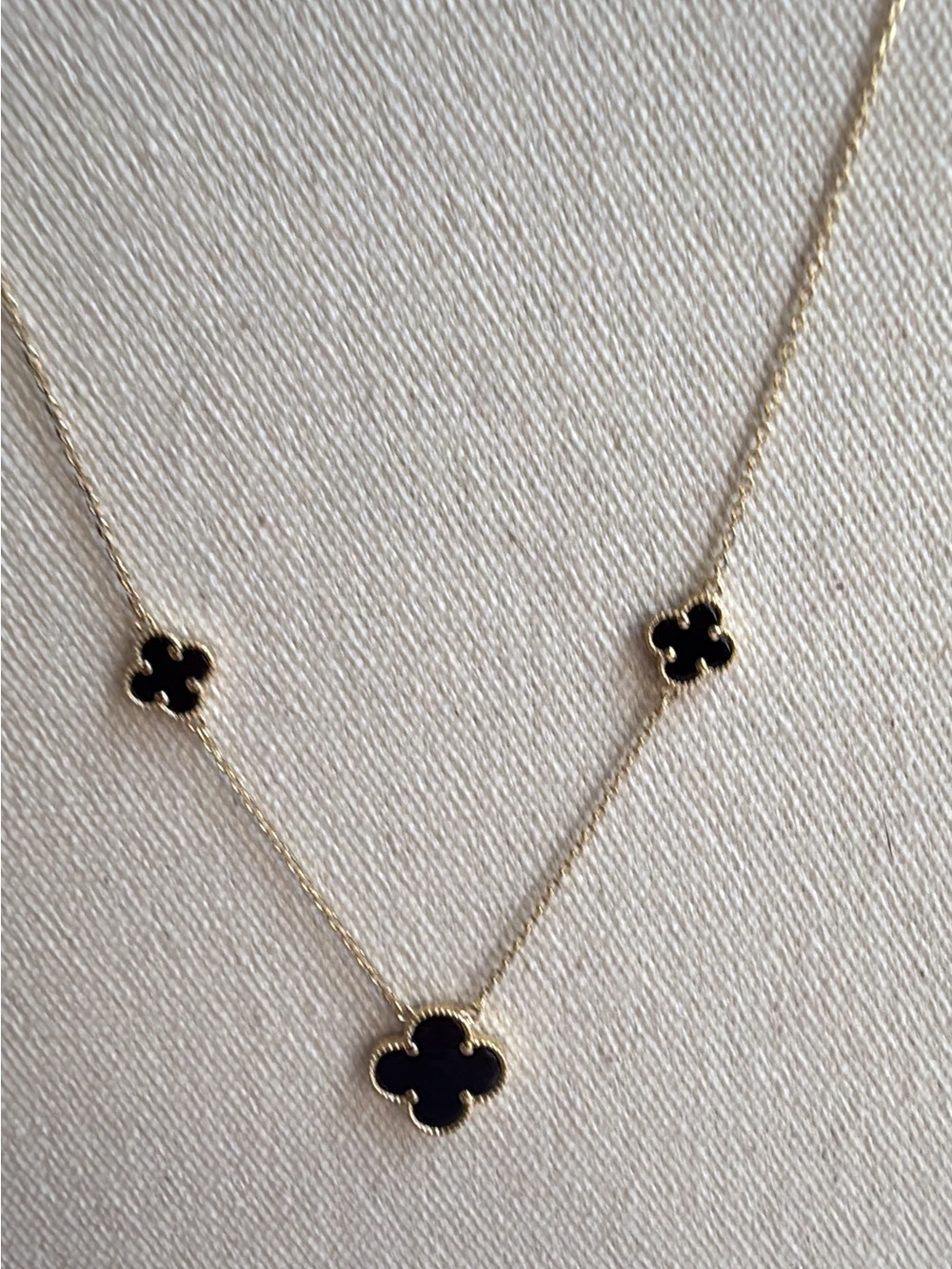 Gold-Tone 4 Black Clover Pendant Necklace sterling silver gold plated